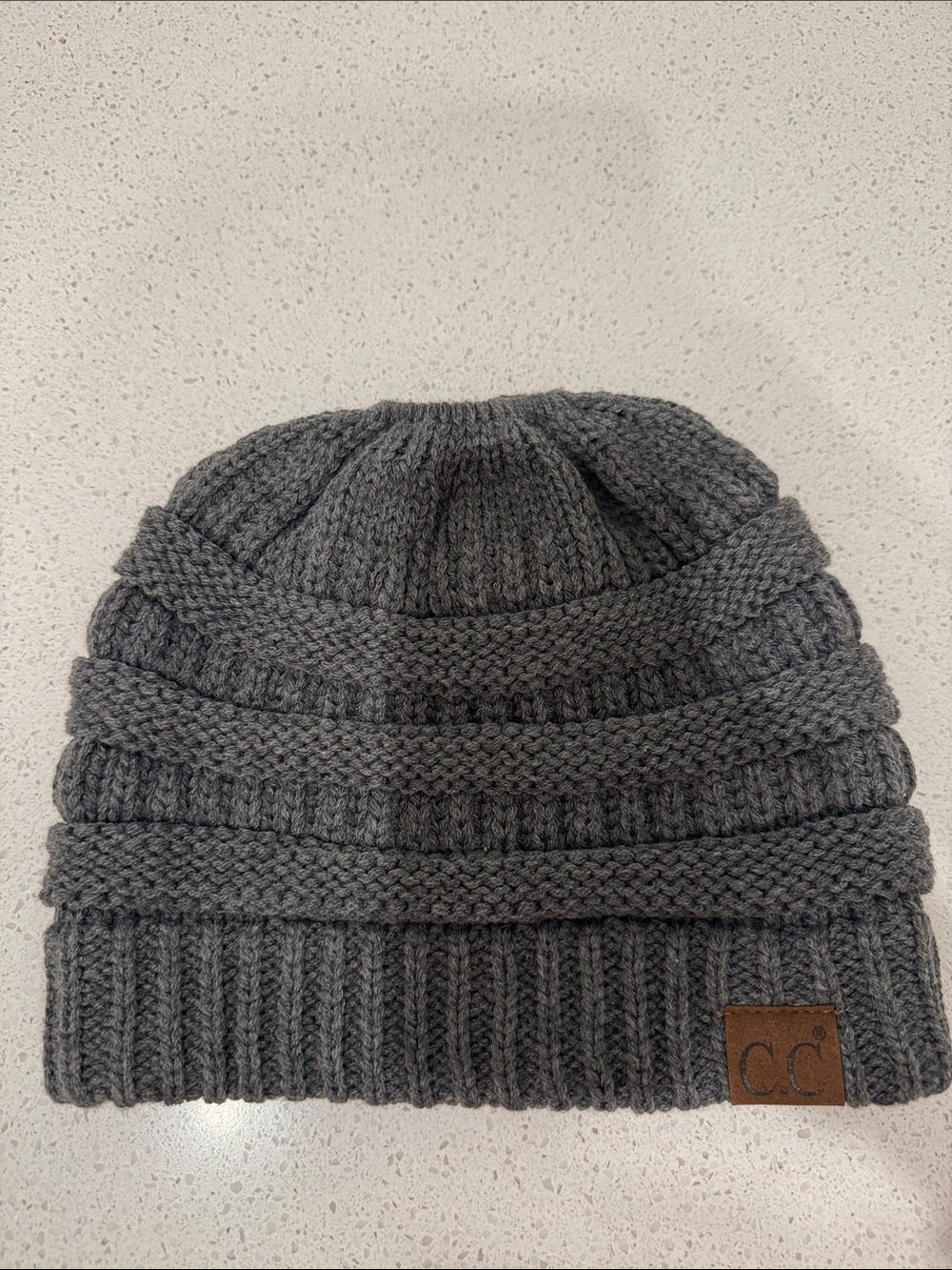 C.C Charcoal Gray Knit Cable Beanie
